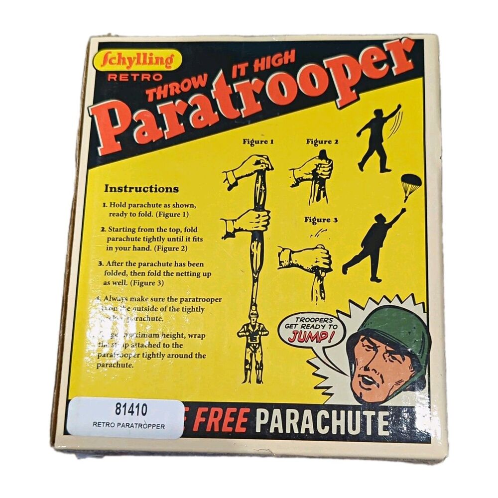 Schylling Retro Throw It High Paratrooper Toy 17" Chute Ages 4-7 81410